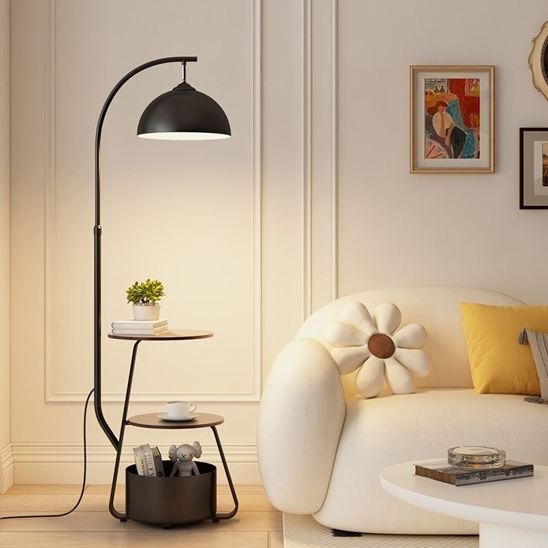 Modern Arc Floor Lamp with Integrated Side Table