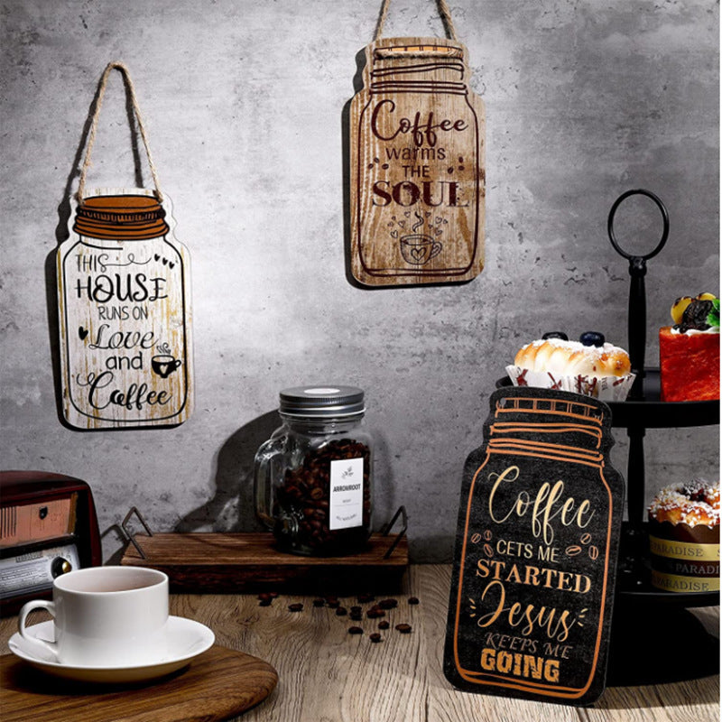 Rustic Coffee-Themed Wooden Wall Art