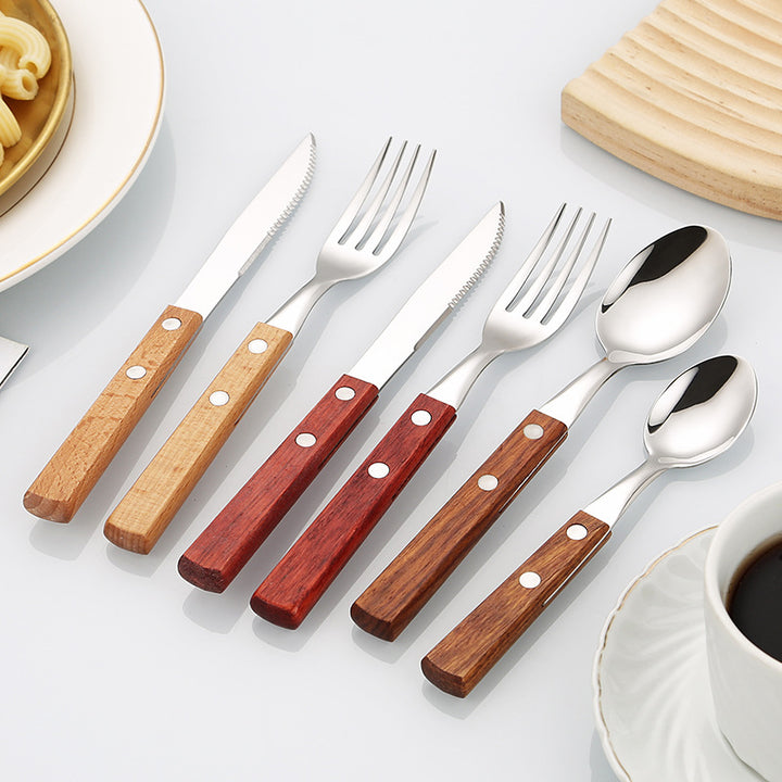 Dessert spoon with ergonomic wooden handle Stornfield