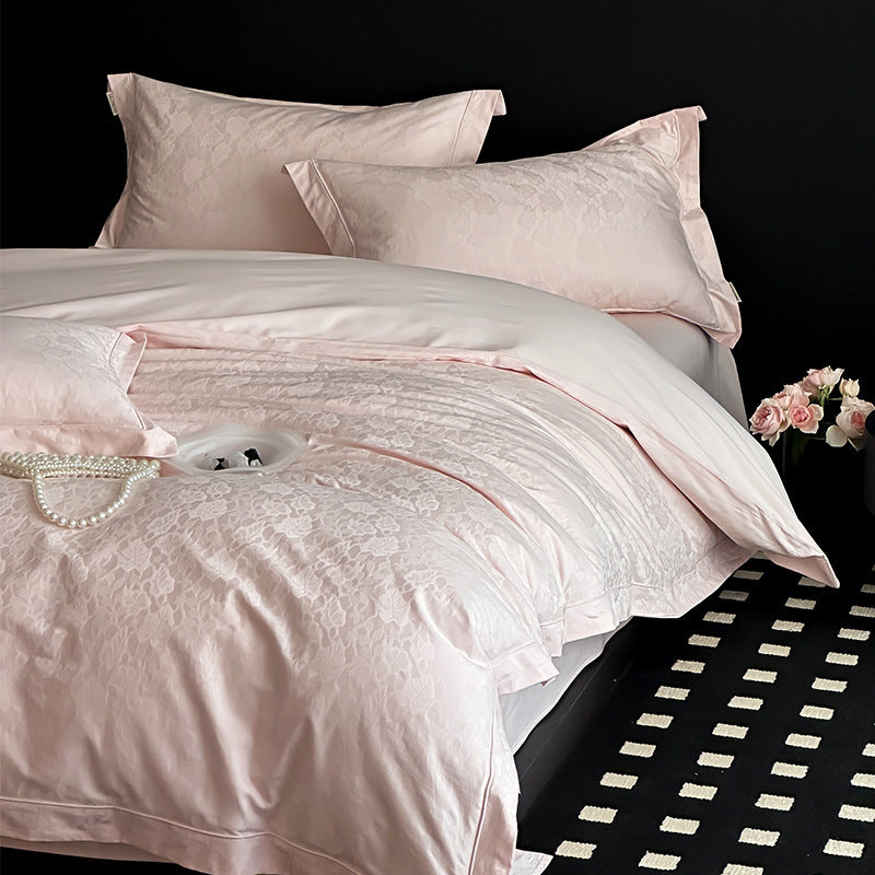 Elegant Jacquard-Texture Reversible Duvet Cover Set with Matching Pillow Shams