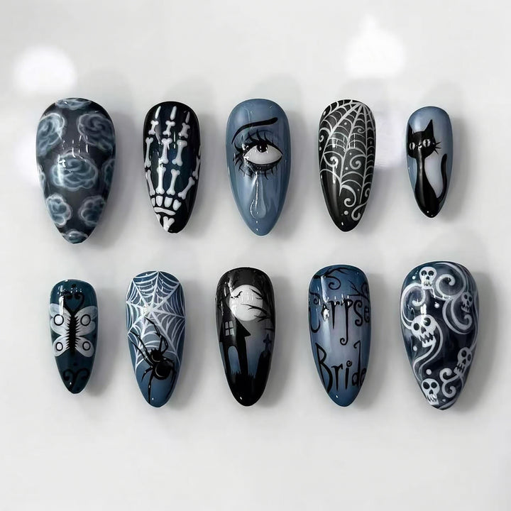 Gothic-Themed Press-On Nail Art Set