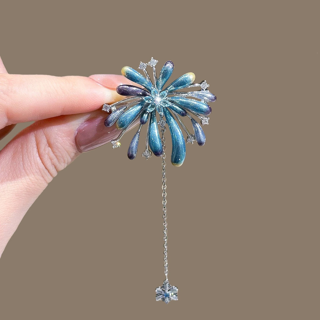 Sparkling flower brooch with chain pendant Stornfield