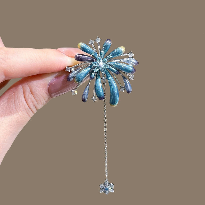 Sparkling flower brooch with chain pendant Stornfield