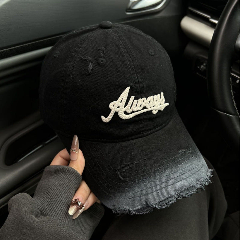 Women's Distressed Denim Style Baseball Cap Stornfield