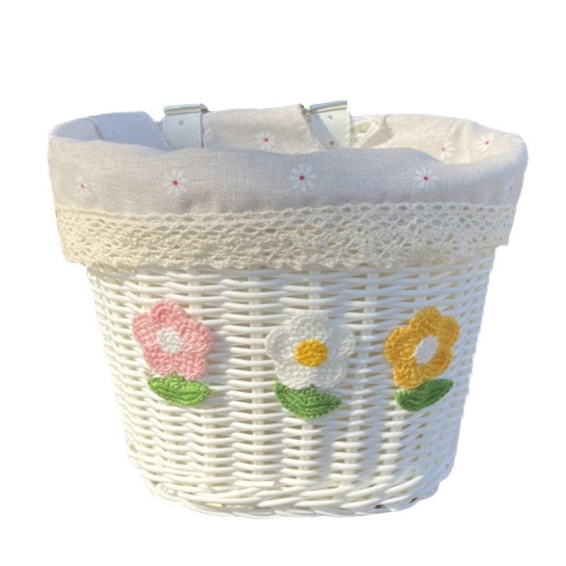 Floral Embroidered Woven Storage Basket Stornfield
