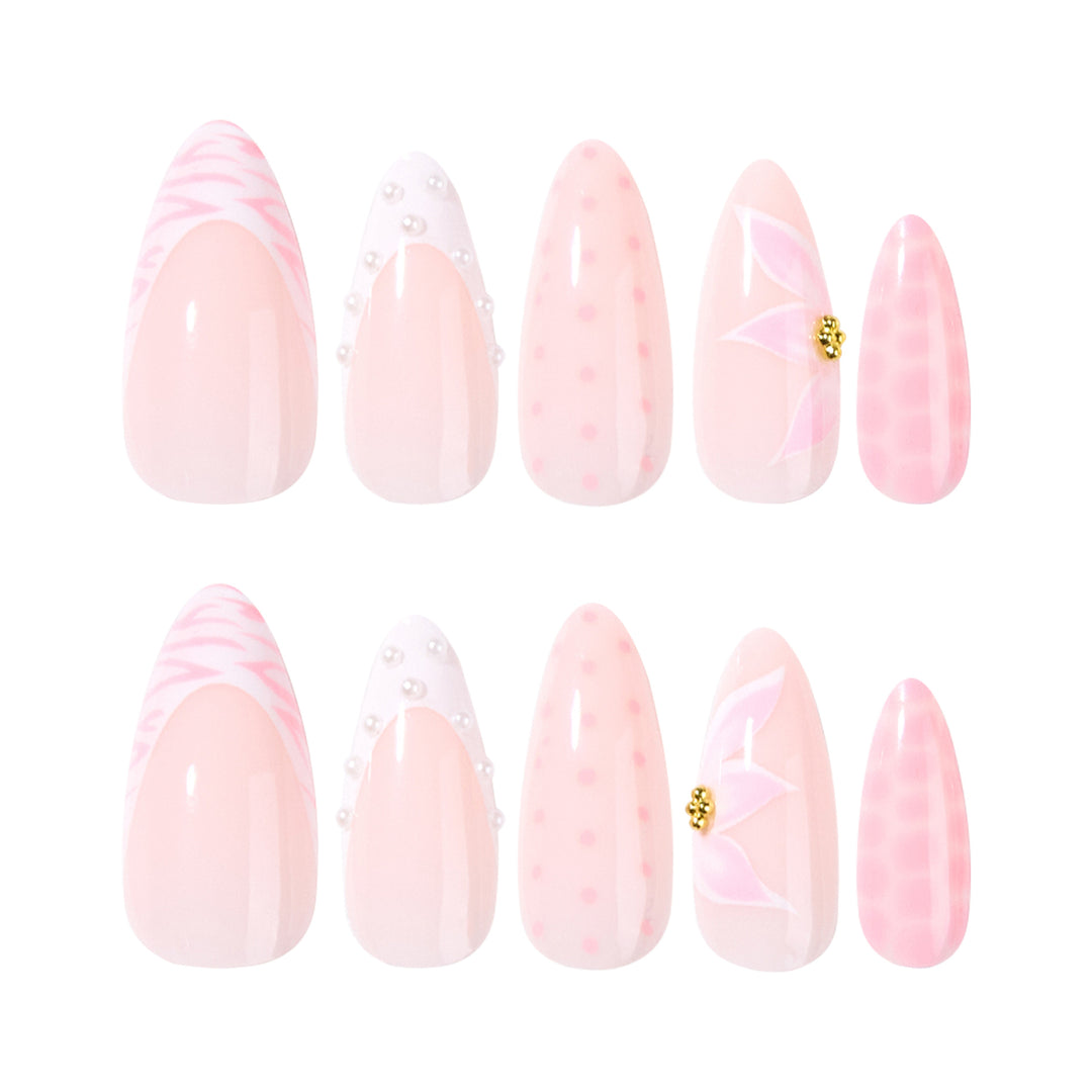 Artistic stiletto nails with elegant 3D decorations Stornfield