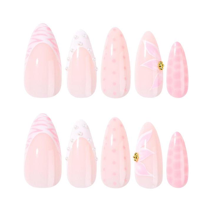 Artistic stiletto nails with elegant 3D decorations Stornfield