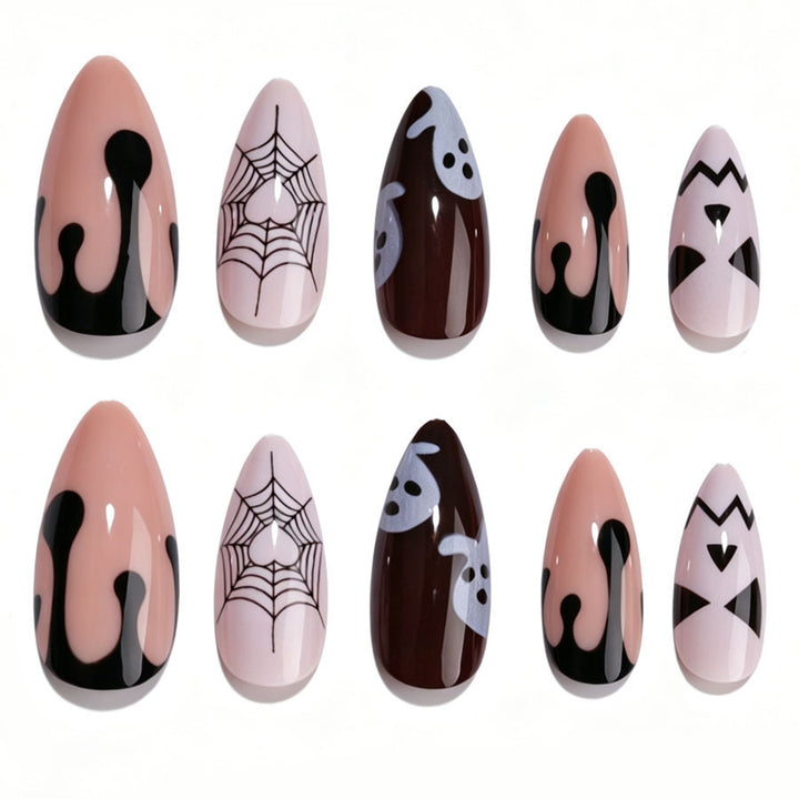 Creative Acrylic Nail Set with Halloween Motifs Stornfield