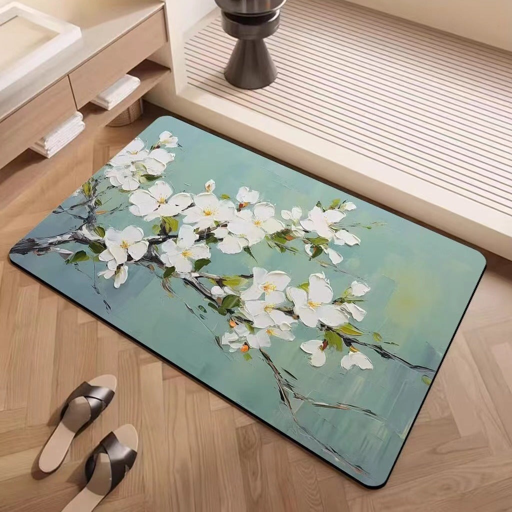 Luxury Textured Floral Bath Mat Stornfield