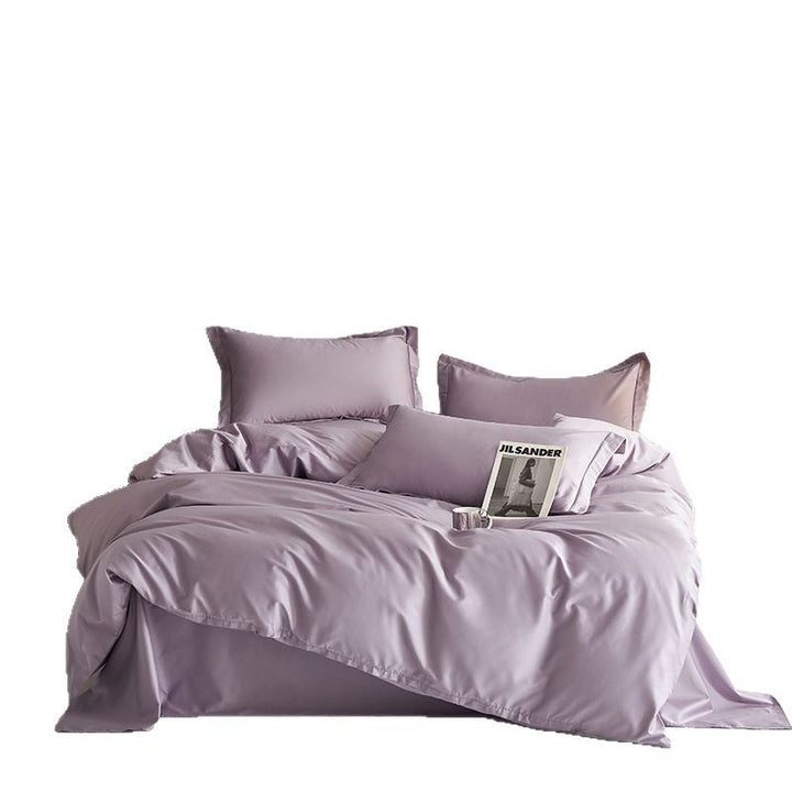 Premium cotton satin bed linen set with fine sheen and hotel closure