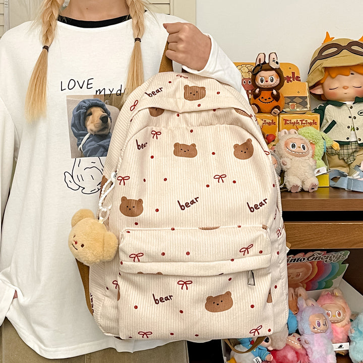 Backpack with Playful Bear Design and Practical Compartments Stornfield
