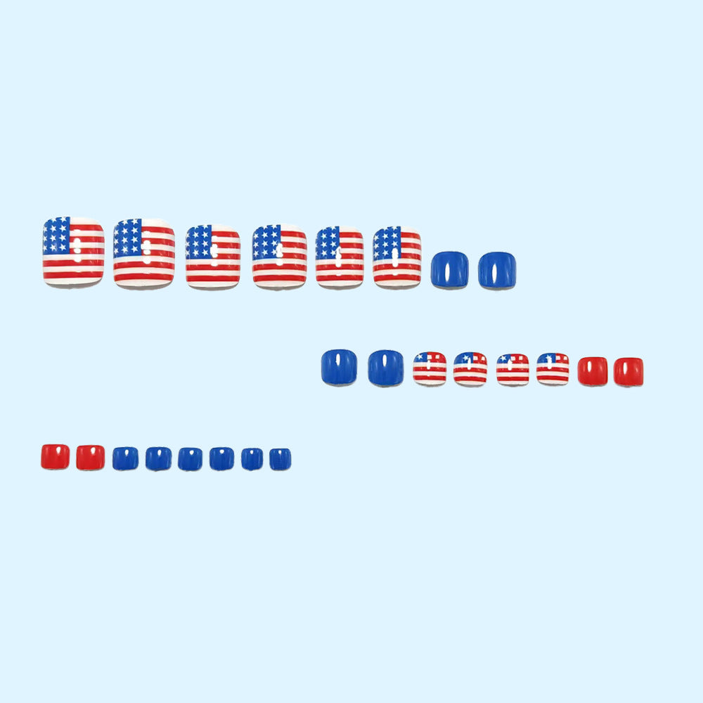 Patriotic style artificial nails with flag motifs Stornfield