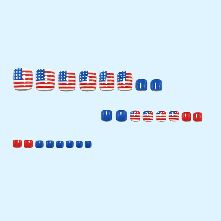 Patriotic style artificial nails with flag motifs Stornfield