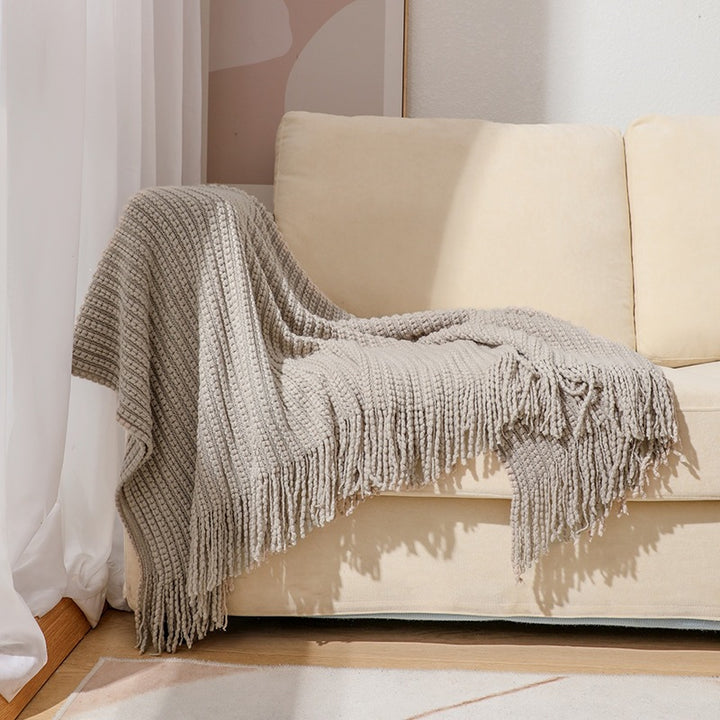 Textured Tassel Throw Blanket