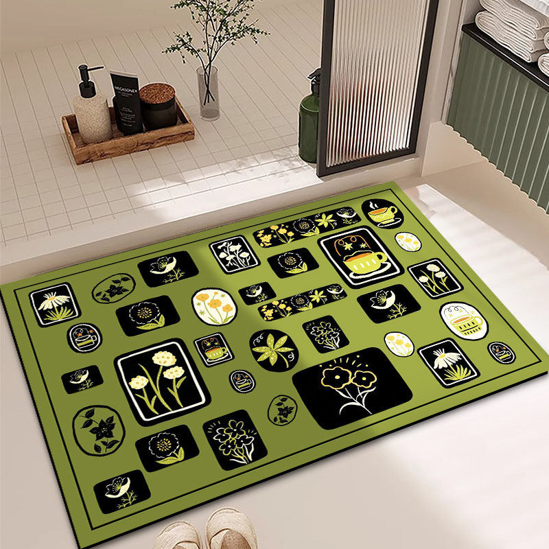 Vibrant Floral Pattern Bath Mat