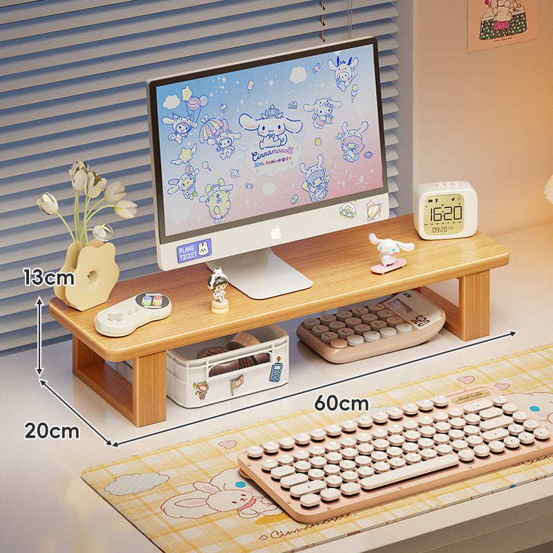 Bamboo Monitor Stand Riser with Under-Shelf Storage Organizer