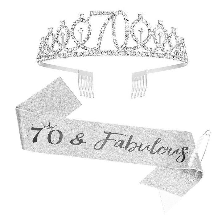 Women Crystal-Embellished Birthday Crown with Personalized Sash Stornfield