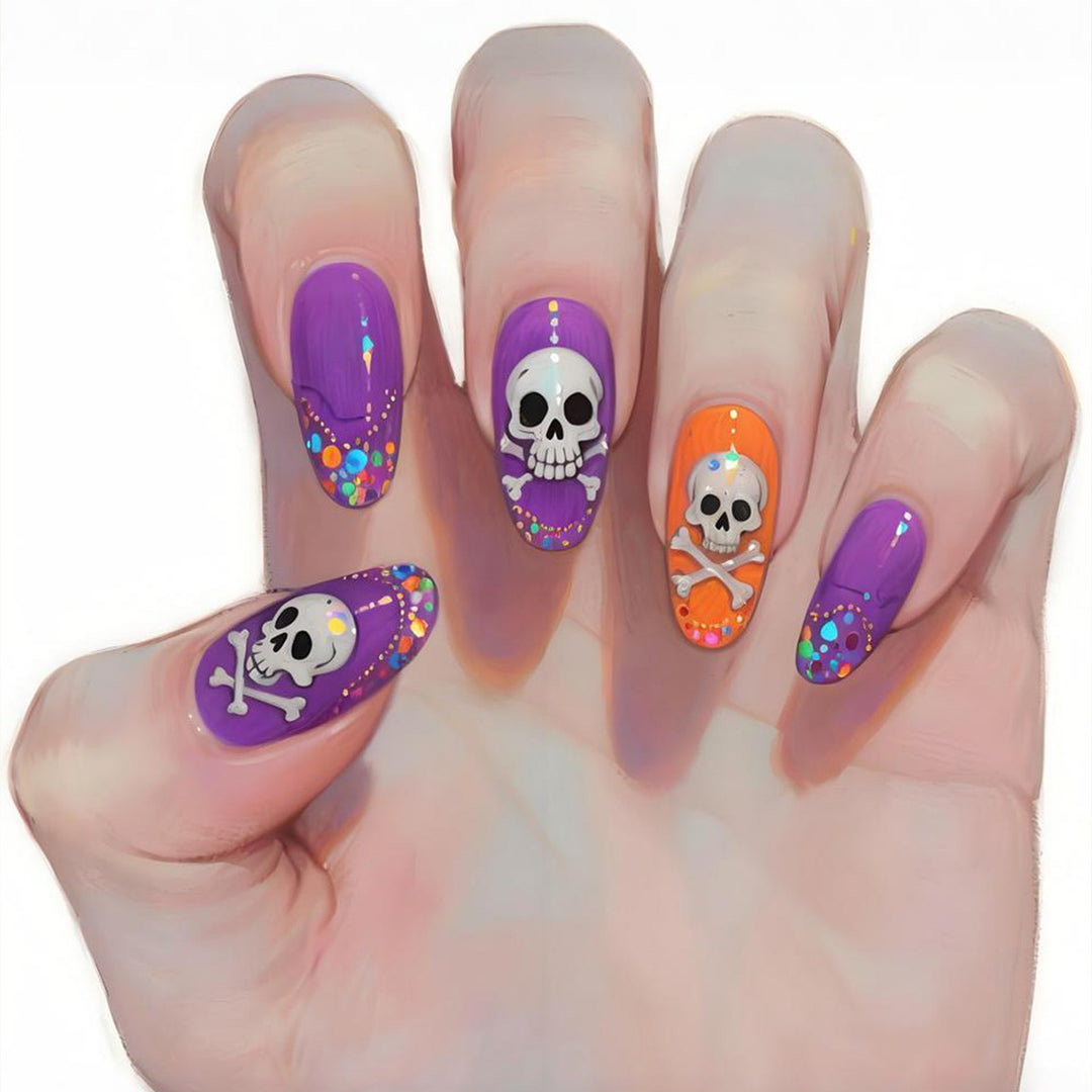 Halloween-Themed Skull Nail Art Set Stornfield