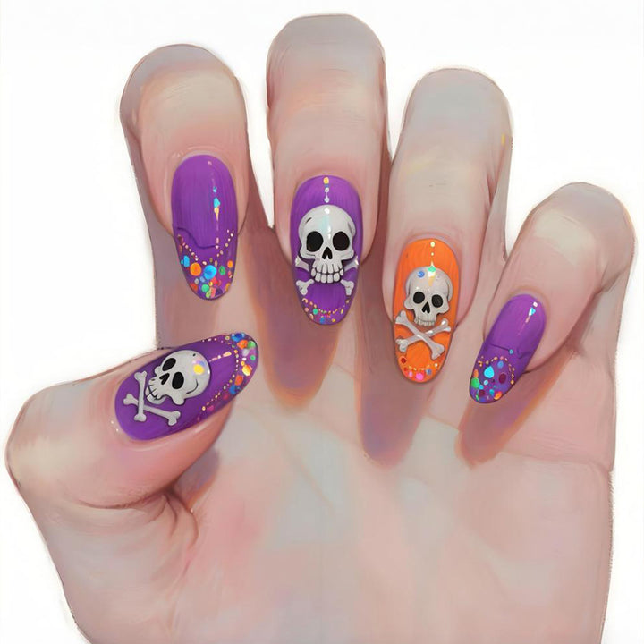 Halloween-Themed Skull Nail Art Set Stornfield