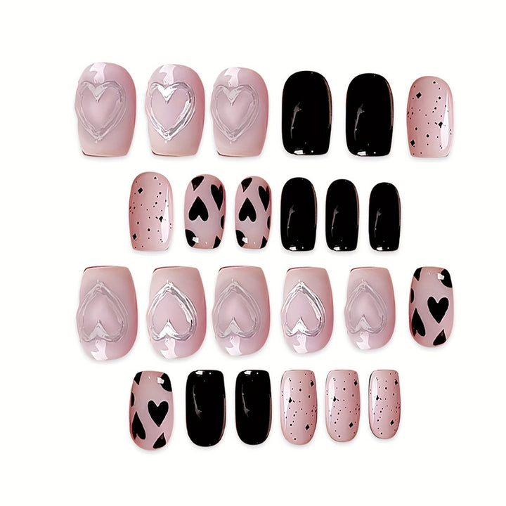 Artistic Heart-Themed Press-On Nail Set Stornfield