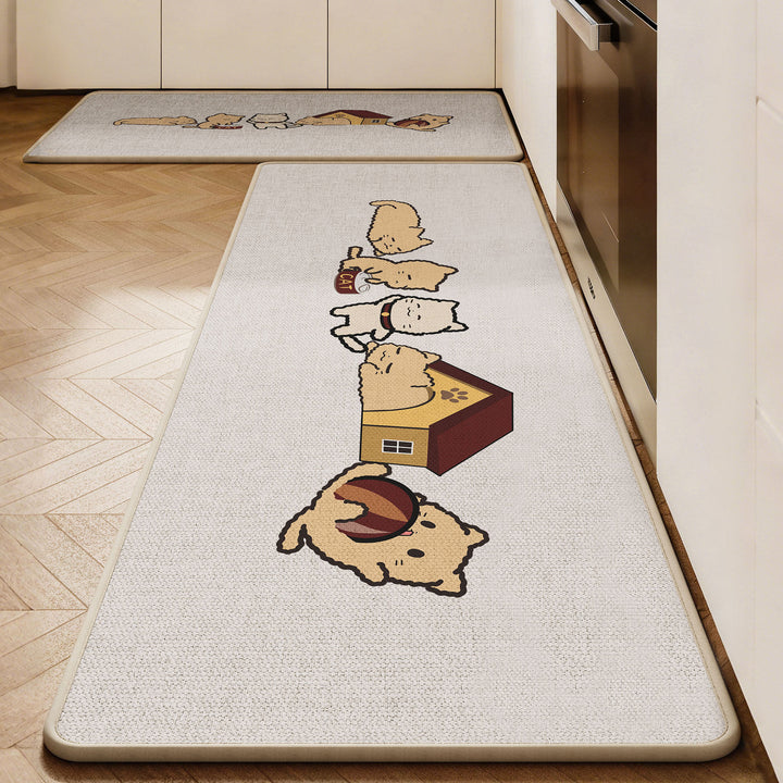 Cute Dog-Themed Anti-Fatigue Kitchen Mat