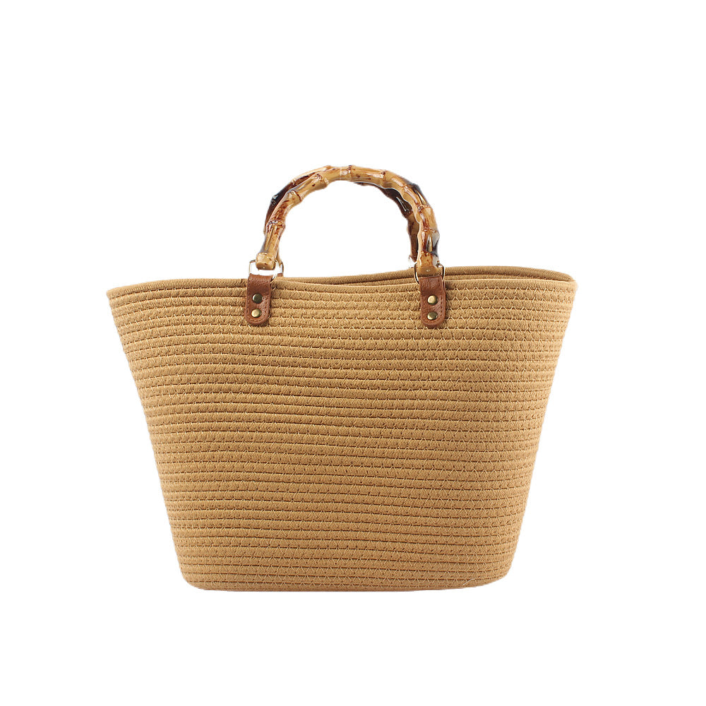 Stylish beach bag with bamboo handles Stornfield