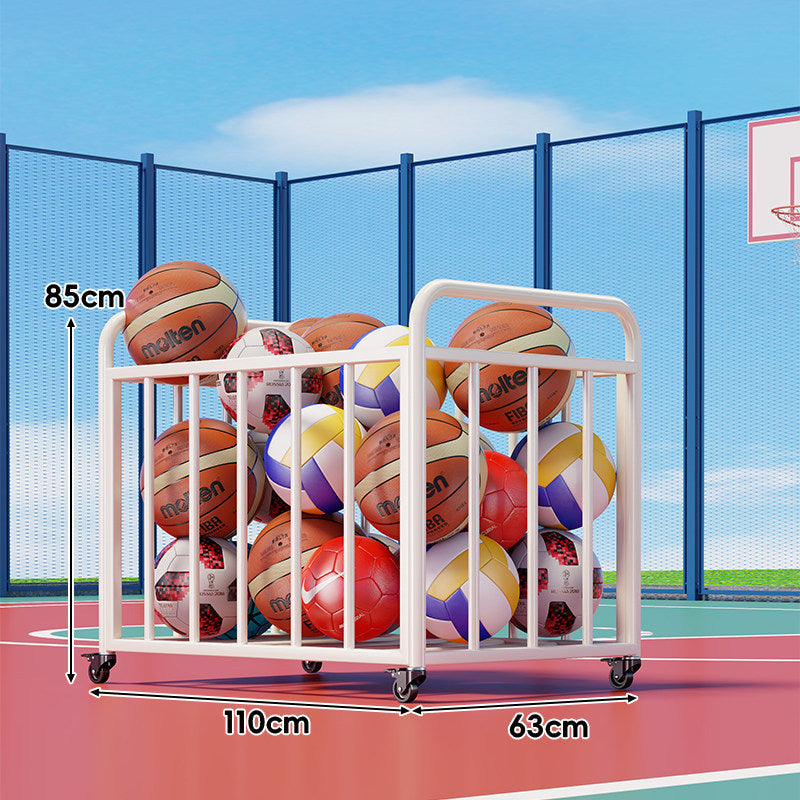 Heavy-Duty Wheeled Sports Ball Storage Cart with Tilted Return Rack