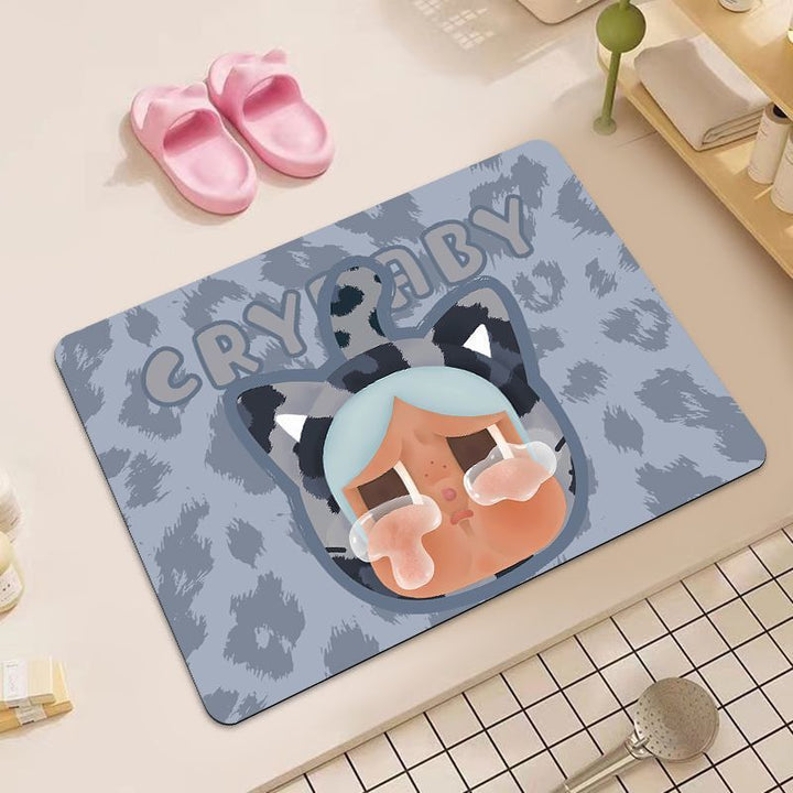 Playful Cartoon Cat-Themed Bath Mat