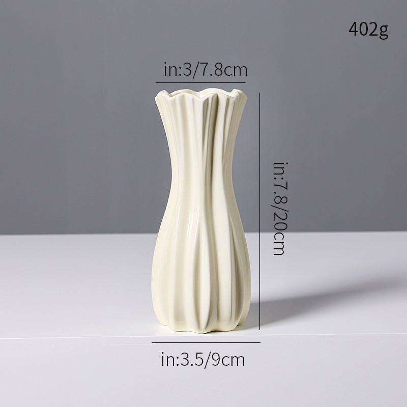 Elegant Fluted White Ceramic Vase Stornfeild