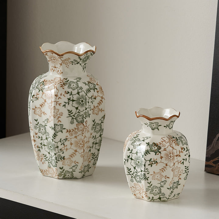 Elegant ceramic vase with floral pattern Stornfield