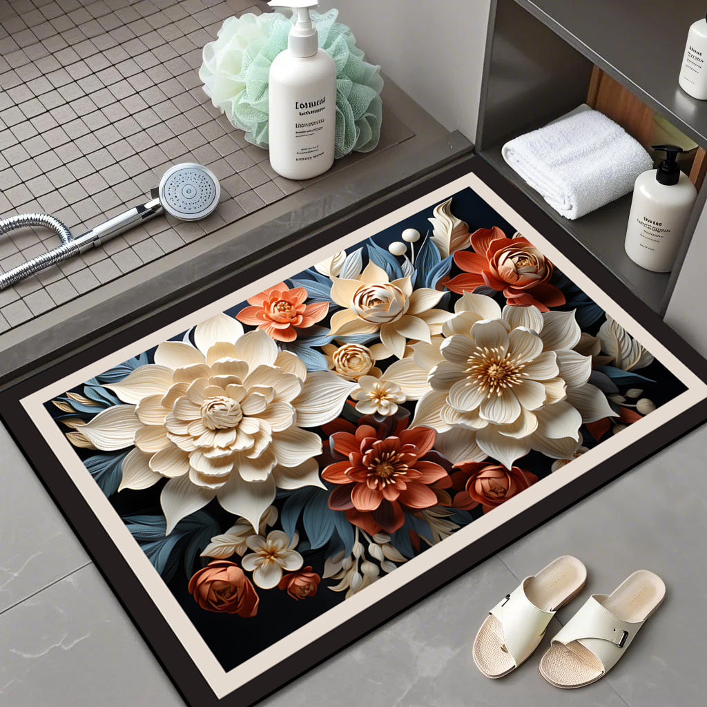Floral Patterned Memory Foam Bath Mat Stornfield
