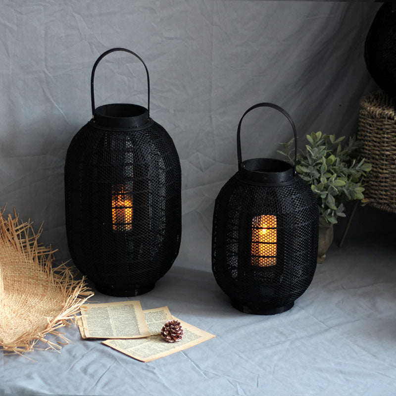 Elegant metal lantern with net design Stornfield