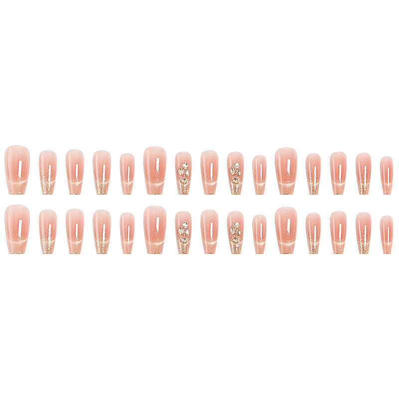 Artificial nail set with sparkling glitter and 3D applications Stornfield
