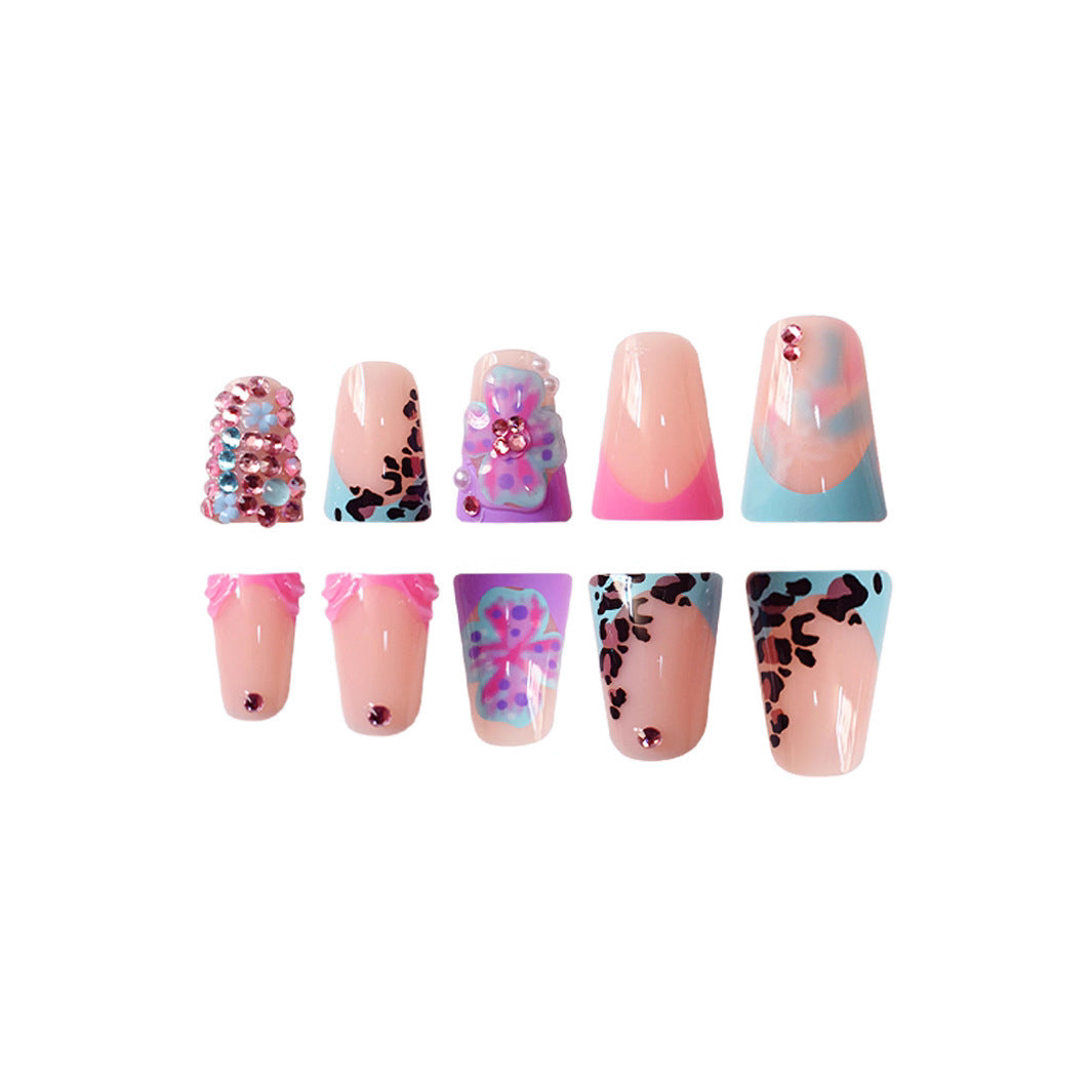 Artistic 3D Floral Press-On Nail Extensions Stornfield