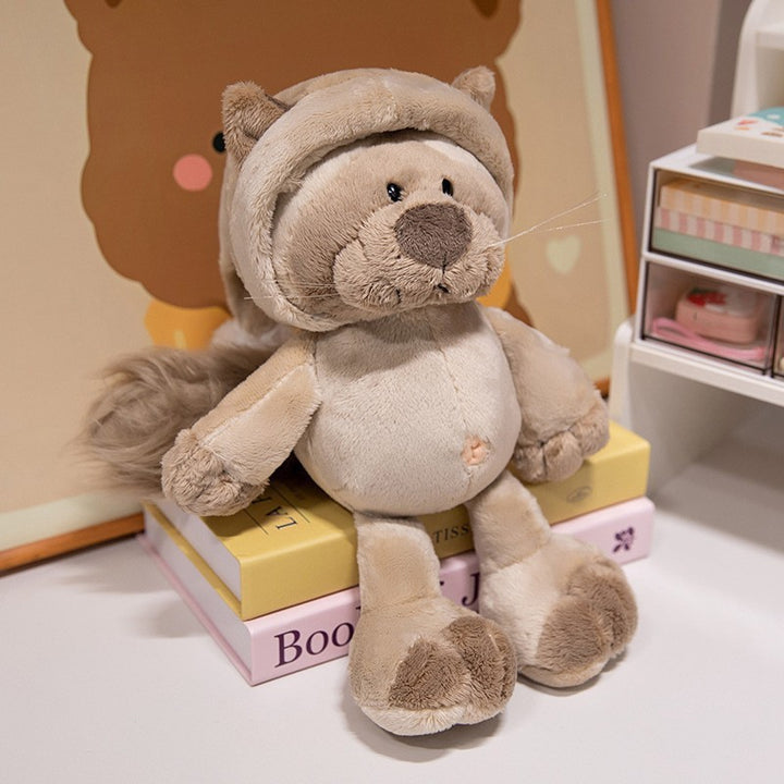 Plush Raccoon Soft Fur Sitting Stuffed Animal with Embroidered Face and Fluffy Tail Stornfield