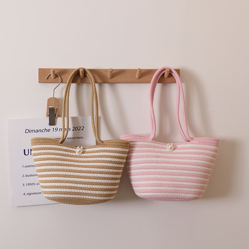 Trendy Basket Bag with Stylish Striped Pattern Stornfield