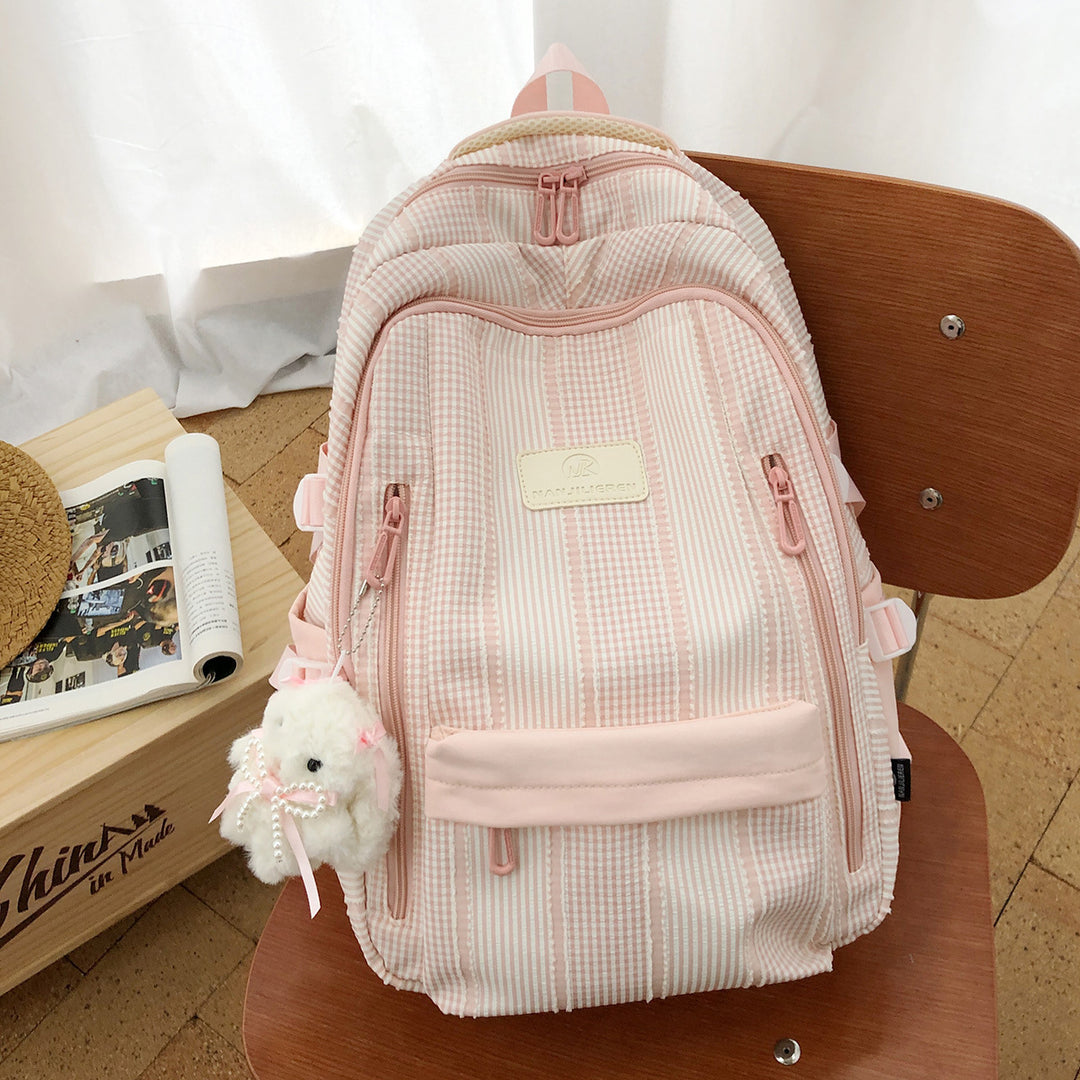 Striped Backpack with Keychain Charm Stornfield