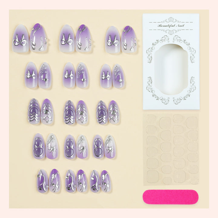 Artistic Press-On Nail Set with Elegant Floral Designs Stornfield