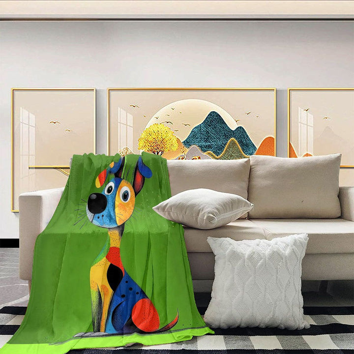 Whimsical Dog-Themed Fleece Blanket
