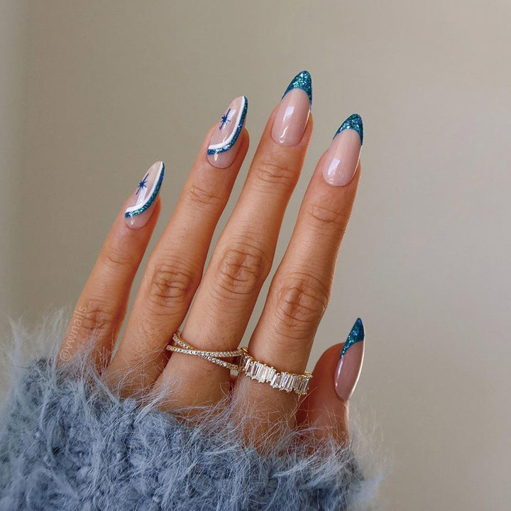 Elegant Stiletto Nails with Glitter and Ombre Design Stornfield