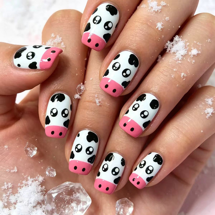 Playful Cow-Themed Nail Art Stornfield
