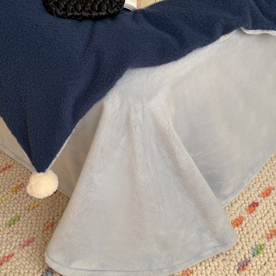 Plush Embroidered Fleece Duvet Cover Set with Moon Baby Appliqué