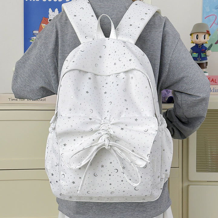 Starry Print Bow-Detail Backpack Stornfield