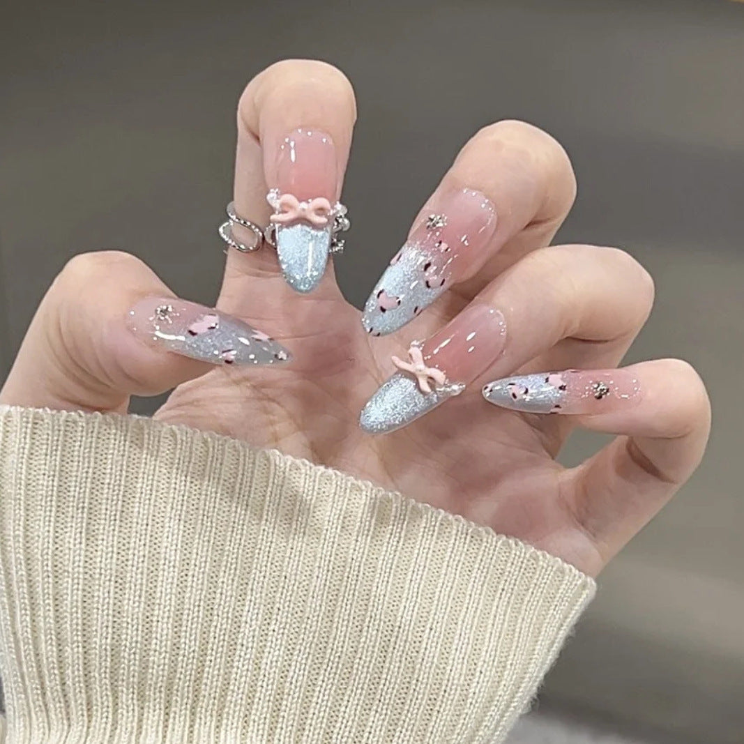Elegant Stiletto Press-On Nails with Floral and Glitter Accents Stornfield