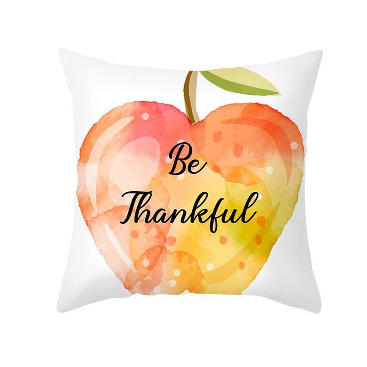 Square Removable Linen-Blend Thanksgiving Pumpkin Watercolor Throw Pillow Cover