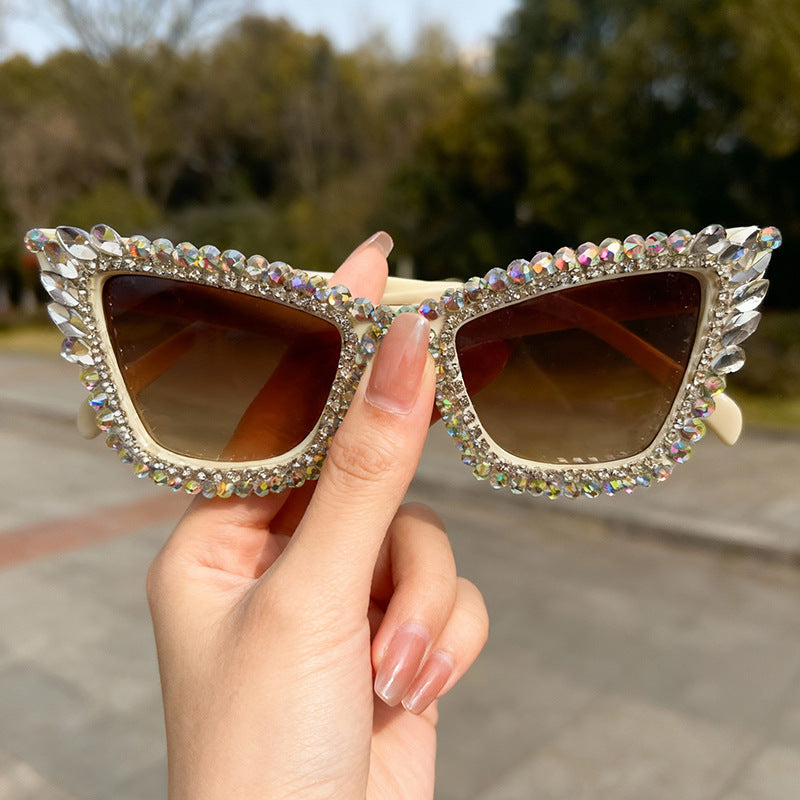 Rhinestone-Accented Cat-Eye Sunglasses Stornfield