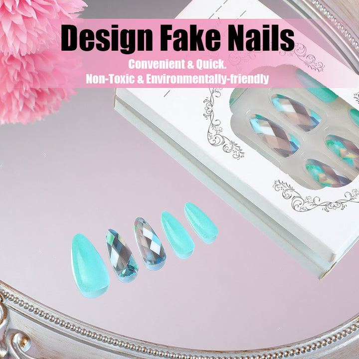 Acrylic nail set with elegant gradient and unique designs Stornfield