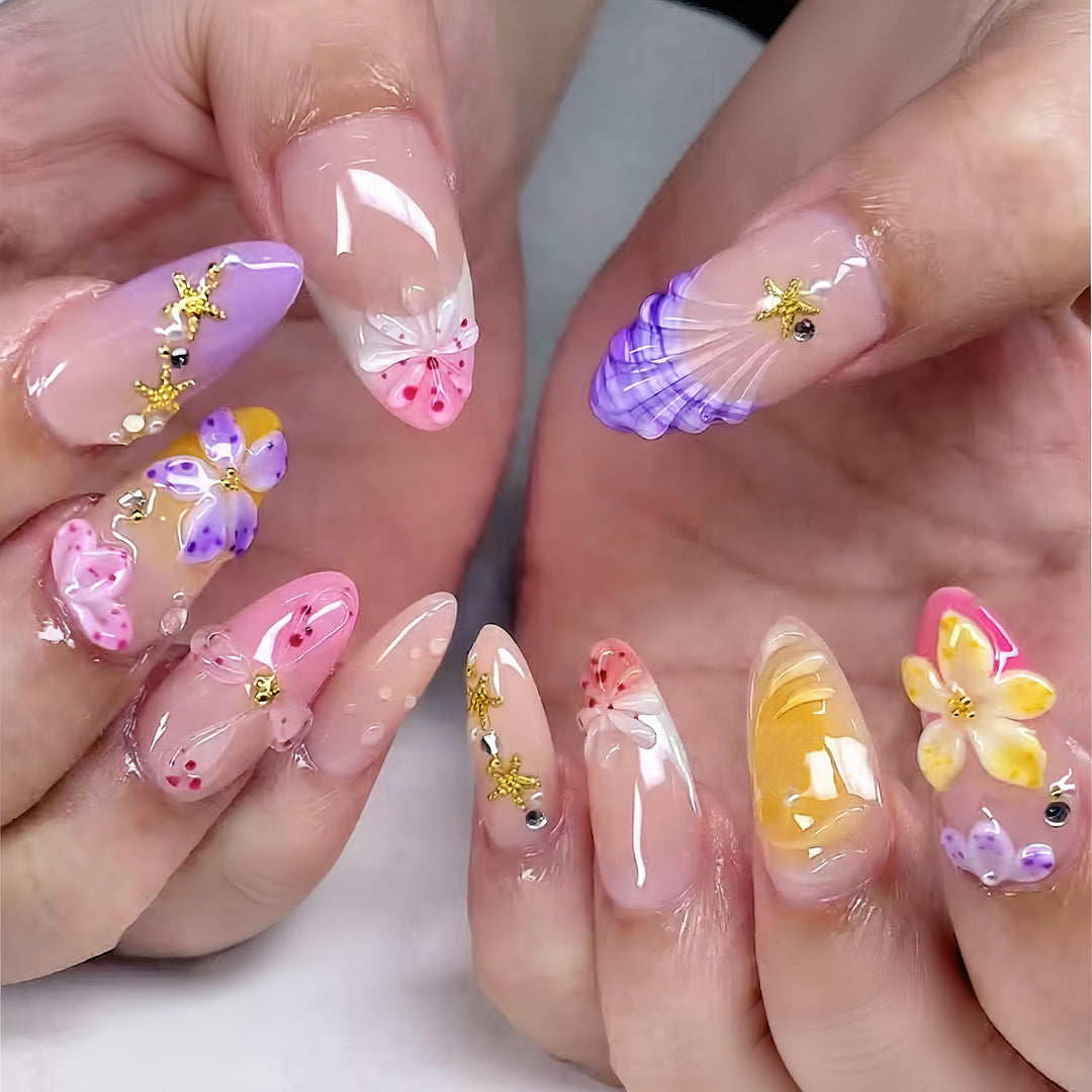 Floral-Themed Acrylic Press-On Nail Set Stornfield