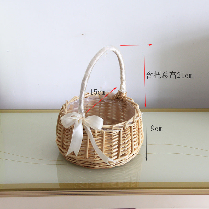 Ladies natural basket with decorative bow decoration Stornfield