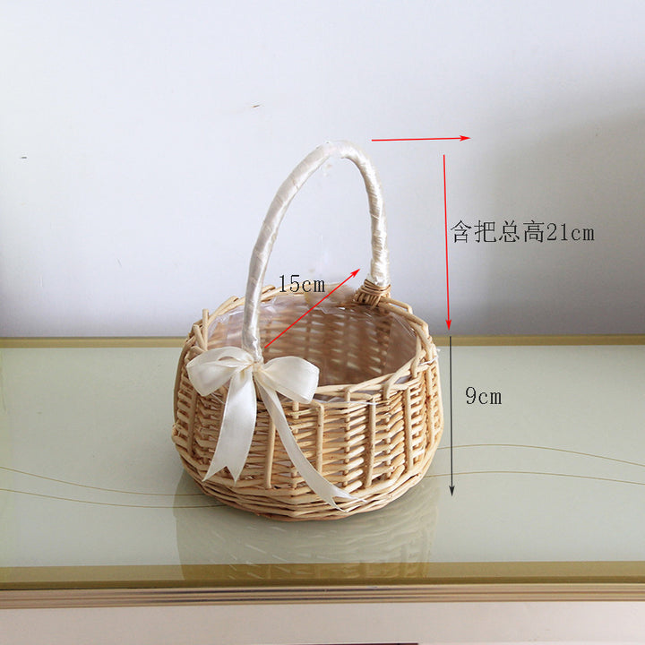 Ladies natural basket with decorative bow decoration Stornfield